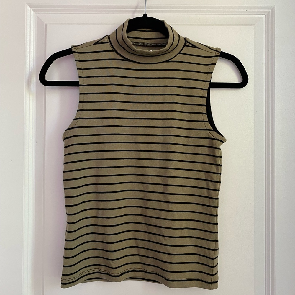 Gap Striped Sleeveless Turtleneck Top